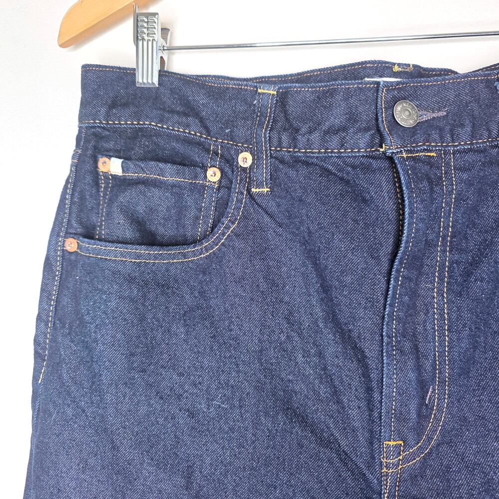 AE77 Premium Stovepipe Jeans 14 Short Dark Wash High Rise Straight Leg Denim - Picture 4 of 9